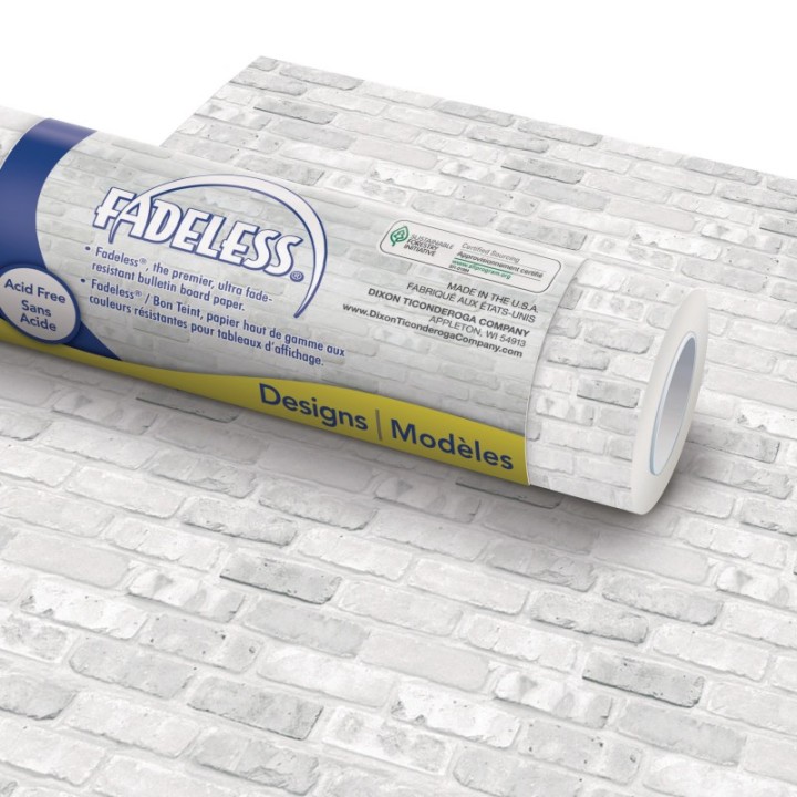 Fadeless® Bulletin Board Art Paper, White Brick, 48" x 50', 1 Roll