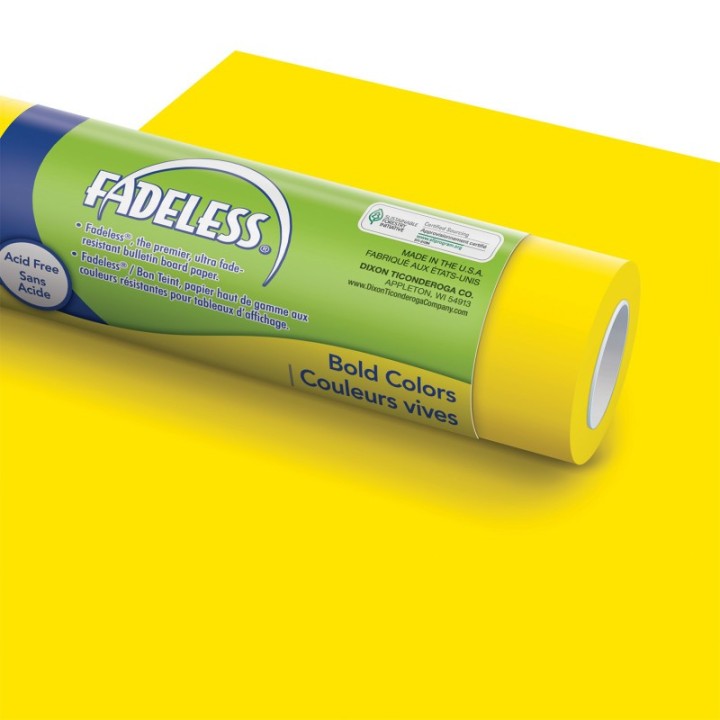 Fadeless® Bulletin Board Art Paper, Canary, 48" x 50', 1 Roll