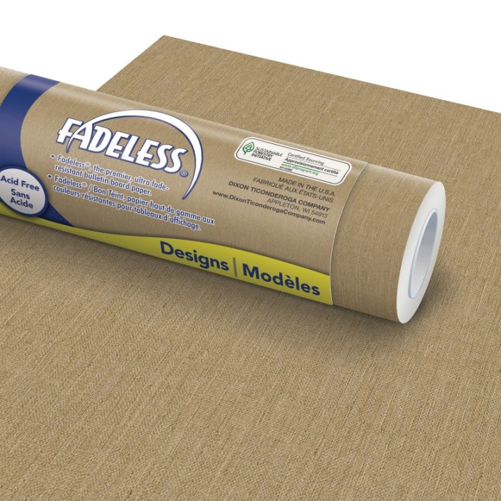 Fadeless® Bulletin Board Art Paper, Natural Burlap, 48" x 50', 1 Roll