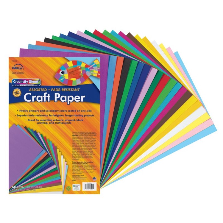 Creativity Street® Craft Paper, 20 Assorted Colors, 12" x 18", 60 Sheets