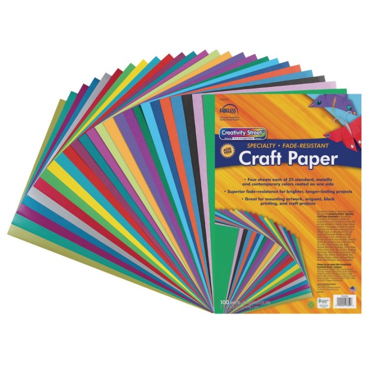 Creativity Street® Specialty Craft Paper Assortment, 25 Assorted Colors, 12" x 18", 100 Sheets