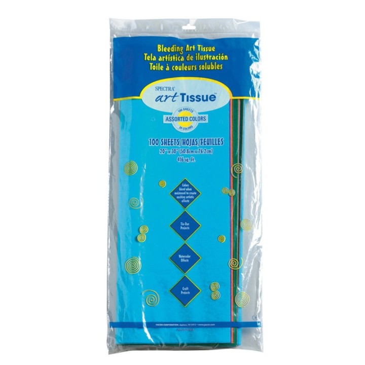 Spectra® Deluxe Bleeding Art Tissue, 20 Assorted Colors, 20" x 30", 100 Sheets