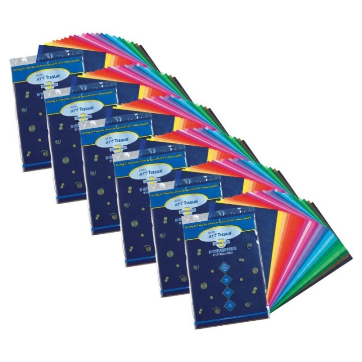 Spectra® Deluxe Bleeding Art Tissue, 25 Colors, 12" x 18", 50 Sheets Per Pack, 6 Packs