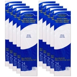 Spectra® Deluxe Bleeding Art Tissue, White, 20" x 30", 24 Sheets Per Pack, 10 Packs