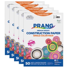 Prang® Construction Paper, Medium Weight, Red, 12" x 18", 50 Sheets Per Pack, 5 Packs