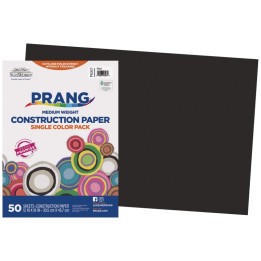 Prang® Construction Paper, Medium Weight, Black, 12" x 18", 50 Sheets
