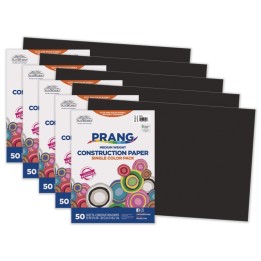 Prang® Construction Paper, Medium Weight, Black, 12" x 18", 50 Sheets Per Pack, 5 Packs