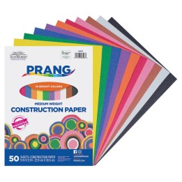 Prang® Construction Paper, Medium Weight, 10 Assorted Colors, 9" x 12", 50 Sheets