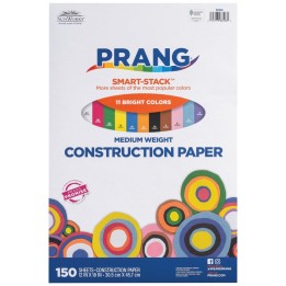 Prang® Smart Stack™ Construction Paper, Medium Weight, 11 Assorted Colors, 12" x 18", 150 Sheets