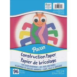 Pacon® Construction Paper, Lightweight, Assorted Colors, 9" x 12", 96 Sheets