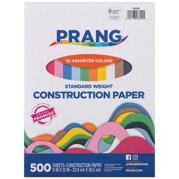 Prang® Construction Paper, Standard Weight, 10 Assorted Colors, 9" x 12", 500 Sheets