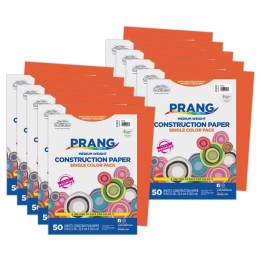 Prang® Construction Paper, Medium Weight, Orange, 9" x 12", 50 Sheets Per Pack, 10 Packs