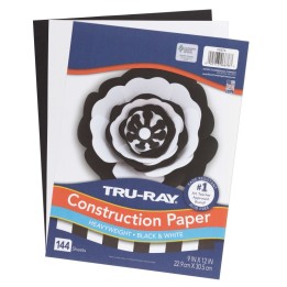 Tru-Ray® Premium Construction Paper, Heavyweight, Black & White, 9" x 12", 144 Sheets