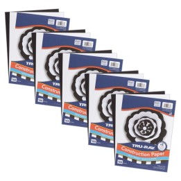 Tru-Ray® Premium Construction Paper, Heavyweight, Black & White, 9" x 12", 144 Sheets Per Pack, 5 Packs
