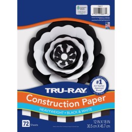 Tru-Ray® Premium Construction Paper, Heavyweight, Black & White, 12" x 18", 72 Sheets