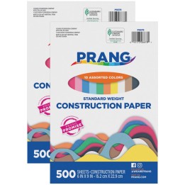 Prang® Construction Paper, Standard Weight, 10 Assorted Colors, 6" x 9", 500 Sheets Per Pack, 2 Packs