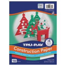 Tru-Ray® Construction Paper, Heavyweight, Holiday Assortment, 9" x 12", 150 Sheets