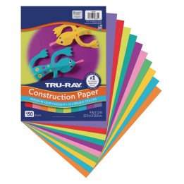 Tru-Ray® Construction Paper, Heavyweight, 10 Vibrant Colors, 9" x 12", 150 Sheets
