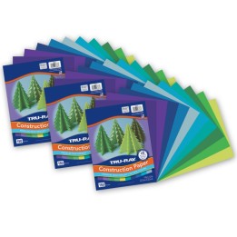 Tru-Ray® Construction Paper, Heavyweight, Cool Assorted, 9" x 12", 150 Sheets Per Pack, 3 Packs