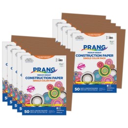 Prang® Construction Paper, Medium Weight, Brown, 9" x 12", 50 Sheets Per Pack, 10 Packs