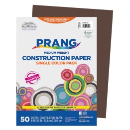 Prang® Construction Paper, Medium Weight, Dark Brown, 9" x 12", 50 Sheets
