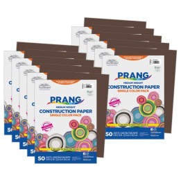 Prang® Construction Paper, Medium Weight, Dark Brown, 9" x 12", 50 Sheets Per Pack, 10 Packs