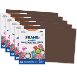 Prang® Construction Paper, Medium Weight, Dark Brown, 12" x 18", 50 Sheets Per Pack, 5 Packs