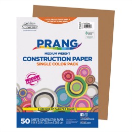 Prang® Construction Paper, Medium Weight, Light Brown, 9" x 12", 50 Sheets