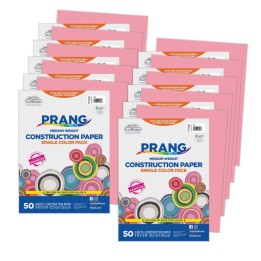 Prang® Construction Paper, Medium Weight, Pink, 9" x 12", 50 Sheets Per Pack, 10 Packs