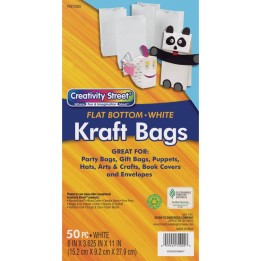 Creativity Street® Kraft Bag, White, 6" x 3-5/8" x 11", 50 Bags