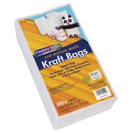 Creativity Street® Kraft Bag, White, 6" x 3-5/8" x 11", 100 Bags
