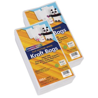 Creativity Street® Kraft Bag, White, 6" x 3-5/8" x 11", 100 Bags Per Pack, 2 Packs