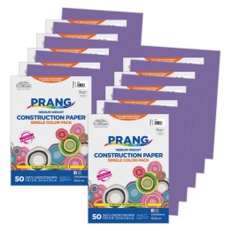 Prang® Construction Paper, Medium Weight, Violet, 9" x 12", 50 Sheets Per Pack, 10 Packs