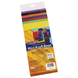 Creativity Street® Mini Kraft Bag, Assorted Bright Colors, 4-1/8" x 2-5/8" x 8", 28 Bags