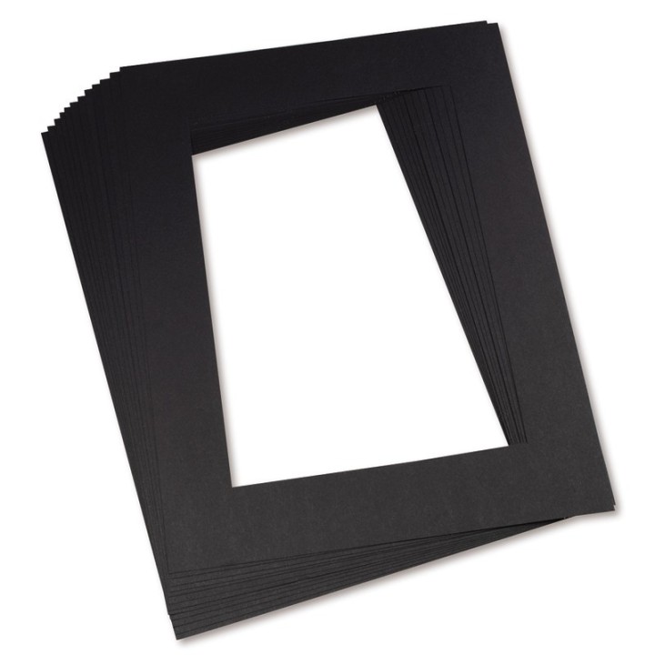 Pacon® Pre-Cut Mat Frames, 11.5" x 16.75" Frame, 8" x 10.75" Window, Black, Pack of 12