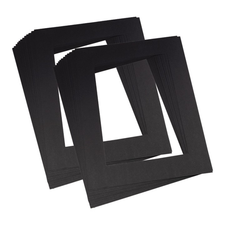 Pacon® Pre-Cut Mat Frames, 11.5" x 16.75" Frame, 8" x 10.75" Window, Black, 12 Per Pack, 2 Packs
