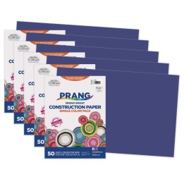 Prang® Construction Paper, Medium Weight, Blue, 12" x 18", 50 Sheets Per Pack, 5 Packs