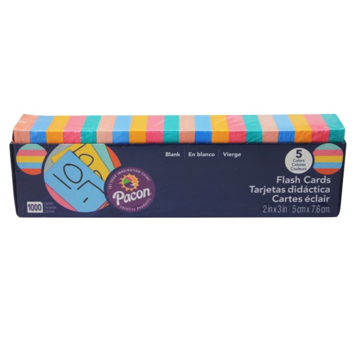 Pacon® Blank Flash Cards with Dispenser Box, 5 Assorted Colors, Unruled 3" x 2", 1000 Cards