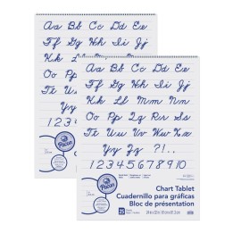 Pacon® Chart Tablet, Cursive Cover, 1" Ruled, 24" x 32", 25 Sheets, 2 Tablets