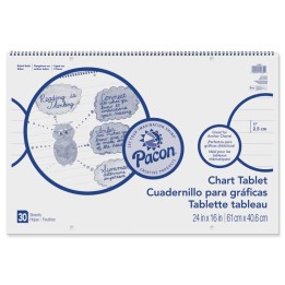Pacon® Chart Tablet, Cursive Cover, 1" Ruled, 24" x 16", 30 Sheets