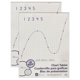 Pacon® Grid Ruled Chart Tablet, Spiral Bound, 1" Grid, 24" x 32", 25 Sheets, Pack of 2