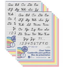 Pacon® Colored Paper Chart Tablet, Cursive Cover, 5 Assorted Colors, 1" Ruled, 24" x 32", 25 Sheets, Pack of 2