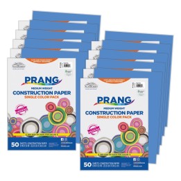 Prang® Construction Paper, Medium Weight, Bright Blue, 9" x 12", 50 Sheets Per Pack, 10 Packs