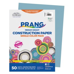 Prang® Construction Paper, Medium Weight, Sky Blue, 9" x 12", 50 Sheets