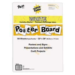 Pacon® Super Value Poster Board, White, 22" x 28", 50 Sheets