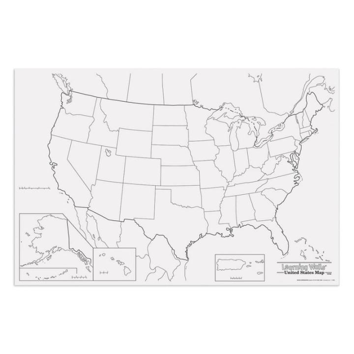 Pacon® Learning Walls, United States Map, 48" x 72", 1 Piece