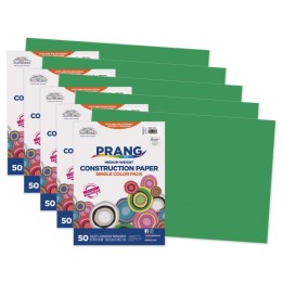 Prang® Construction Paper, Medium Weight, Holiday Green, 12" x 18", 50 Sheets Per Pack, 5 Packs