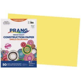 Prang® Construction Paper, Medium Weight, Yellow, 12" x 18", 50 Sheets