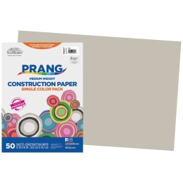 Prang® Construction Paper, Medium Weight, Gray, 12" x 18", 50 Sheets