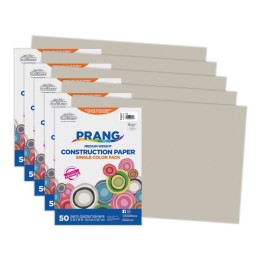 Prang® Construction Paper, Medium Weight, Gray, 12" x 18", 50 Sheets Per Pack, 5 Packs